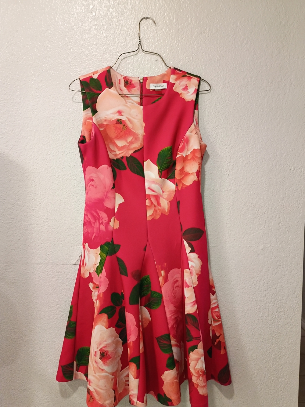 Calvin Klein Pink Floral Fit-and-Flare Dress